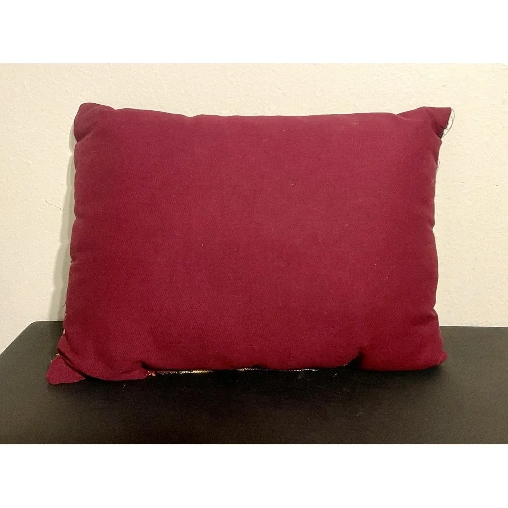 Vintage Holiday Multicolor Candlesticks Tapestry Pillow Gold Thread‎